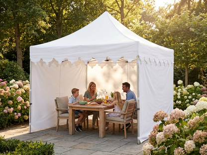 White pop-up gazebo with steel frame for outdoor events - product detail
