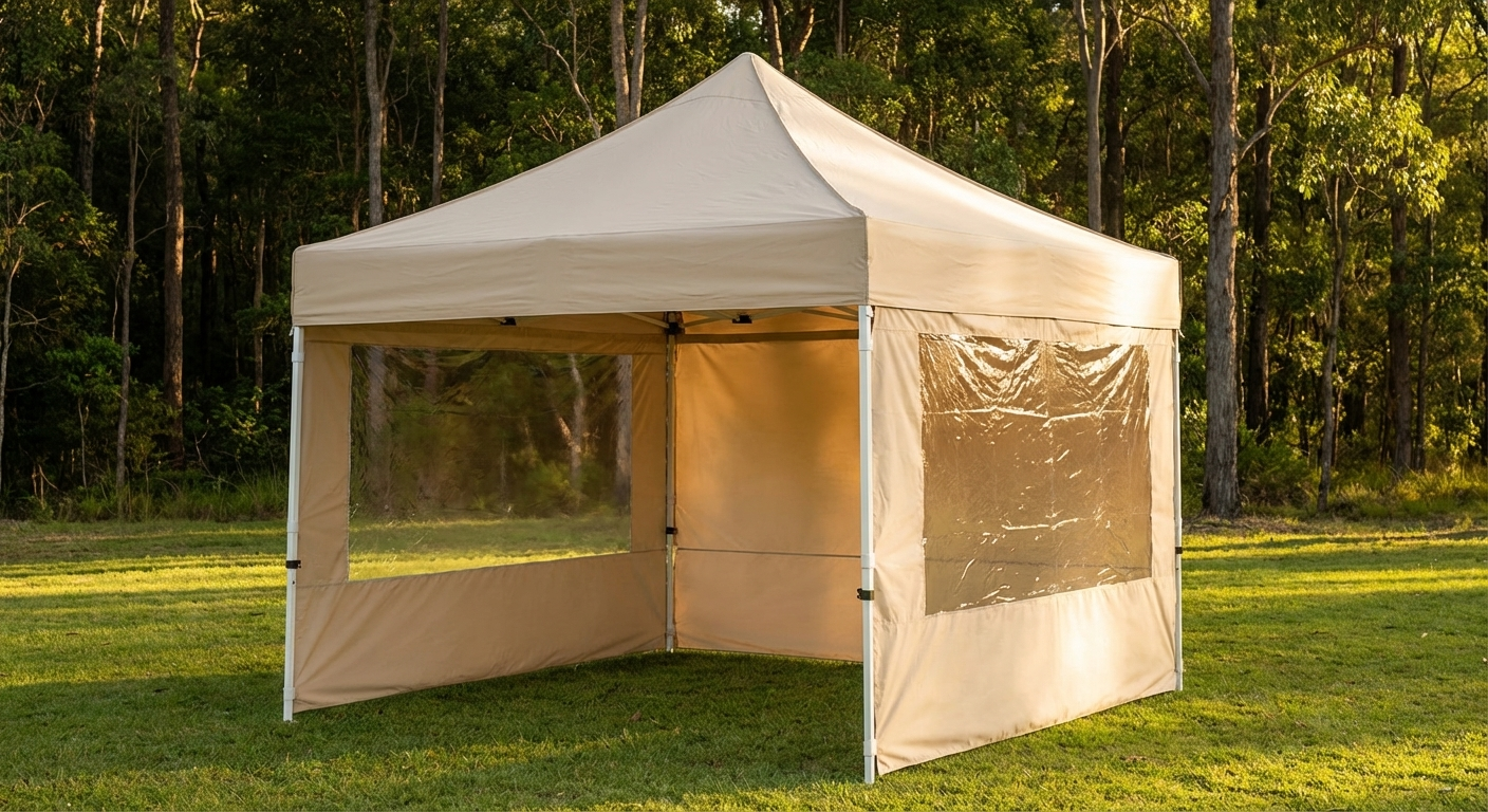 Pop up gazebo 4x4m in latte color with steel frame for outdoor events