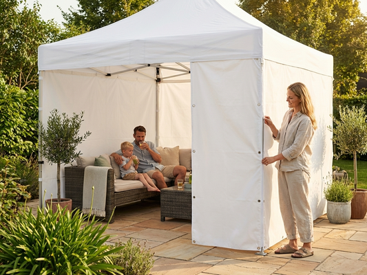 White PVC endwall 3x3m for outdoor events, UV-resistant and waterproof - product detail