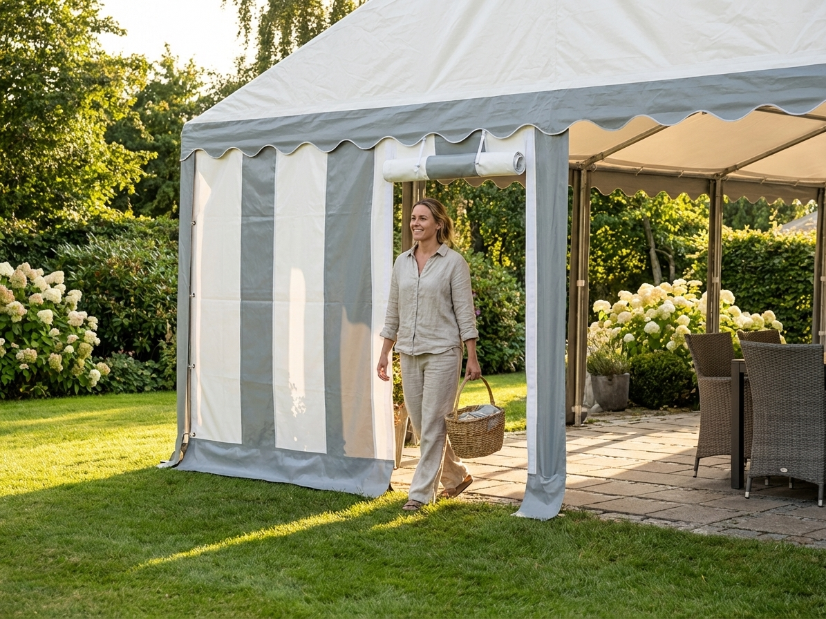Endwall PLUS Tarpaulin 4m White/Grey for outdoor protection - view 3