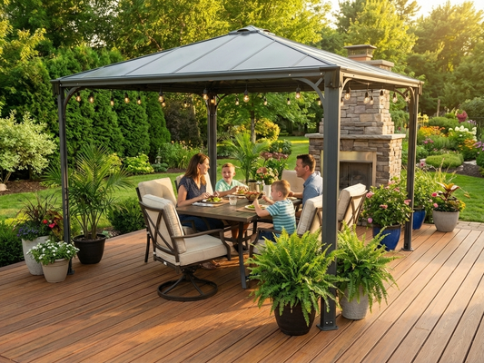 Anthracite Gazebo with Aluminium Frame and Polycarbonate Roof - product detail