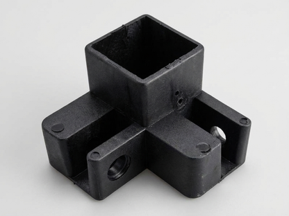 Plastic corner leg fitting in black for industrial use - product detail