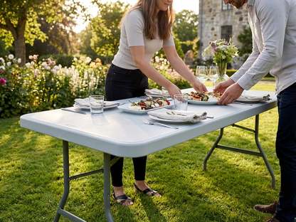 Light grey banquet table 182x74x74 cm for events