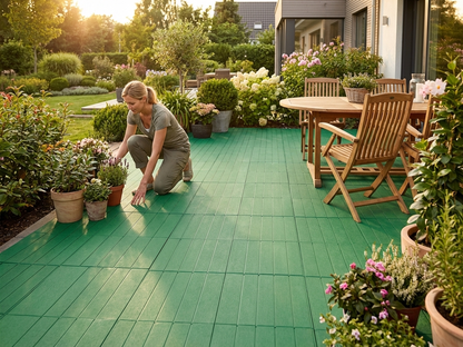 Green plastic flooring made from high quality polyethylene