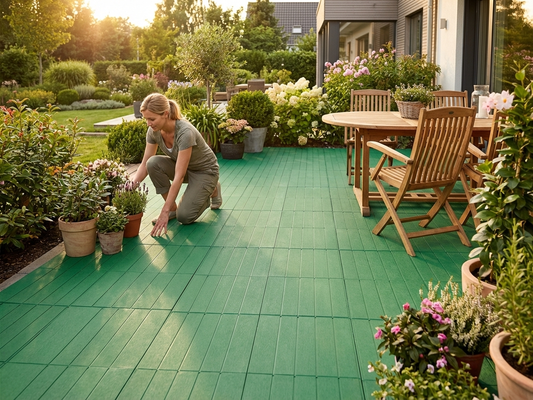 Green plastic flooring made from high quality polyethylene