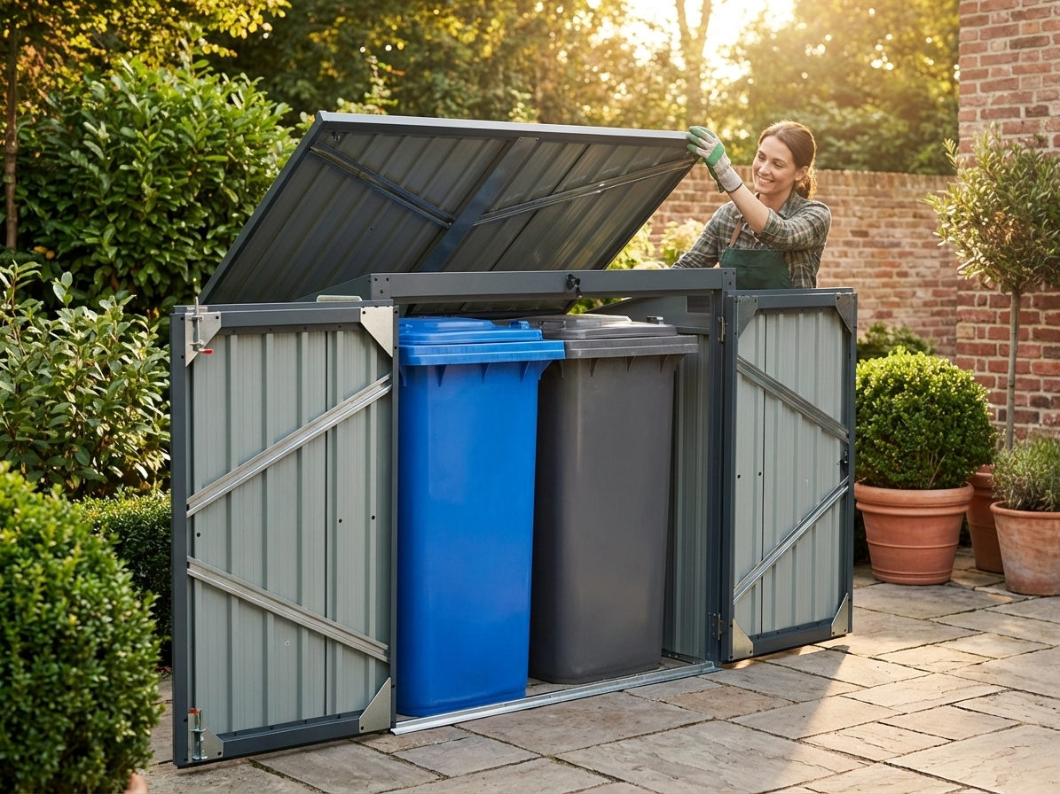 Anthracite bin storage unit made of galvanised steel - view 3
