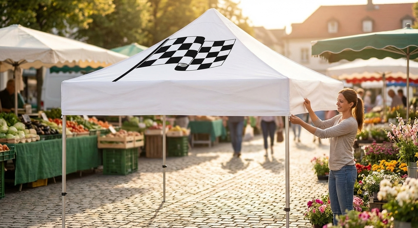 Printed roof cover for 3x3m gazebo in white, made of Supertex polyester - product detail