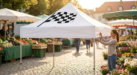 Printed roof cover for 3x3m gazebo in white, made of Supertex polyester - product detail