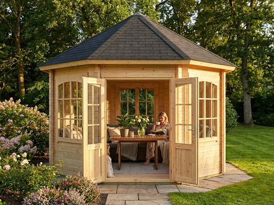 Wooden Gazebo in Natural Finish for Garden and Outdoor Use - product detail