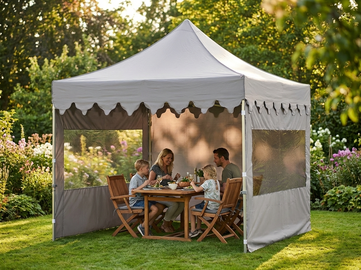 Pop up gazebo in Latte with aluminium frame for garden and events