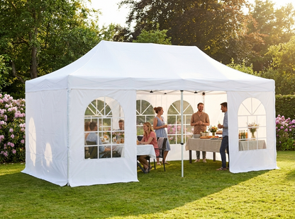 White pop-up gazebo 3x6m with steel frame for outdoor events - view 3