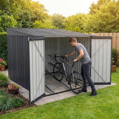 Anthracite Metal Bike Shed for Outdoor Storage - product detail