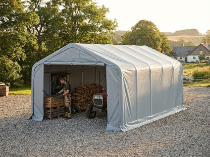 Industrial storage shelter 6x6x3.7 m in grey - product detail
