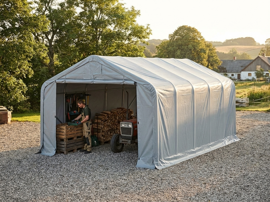 Industrial storage shelter 6x6x3.7 m in grey - product detail