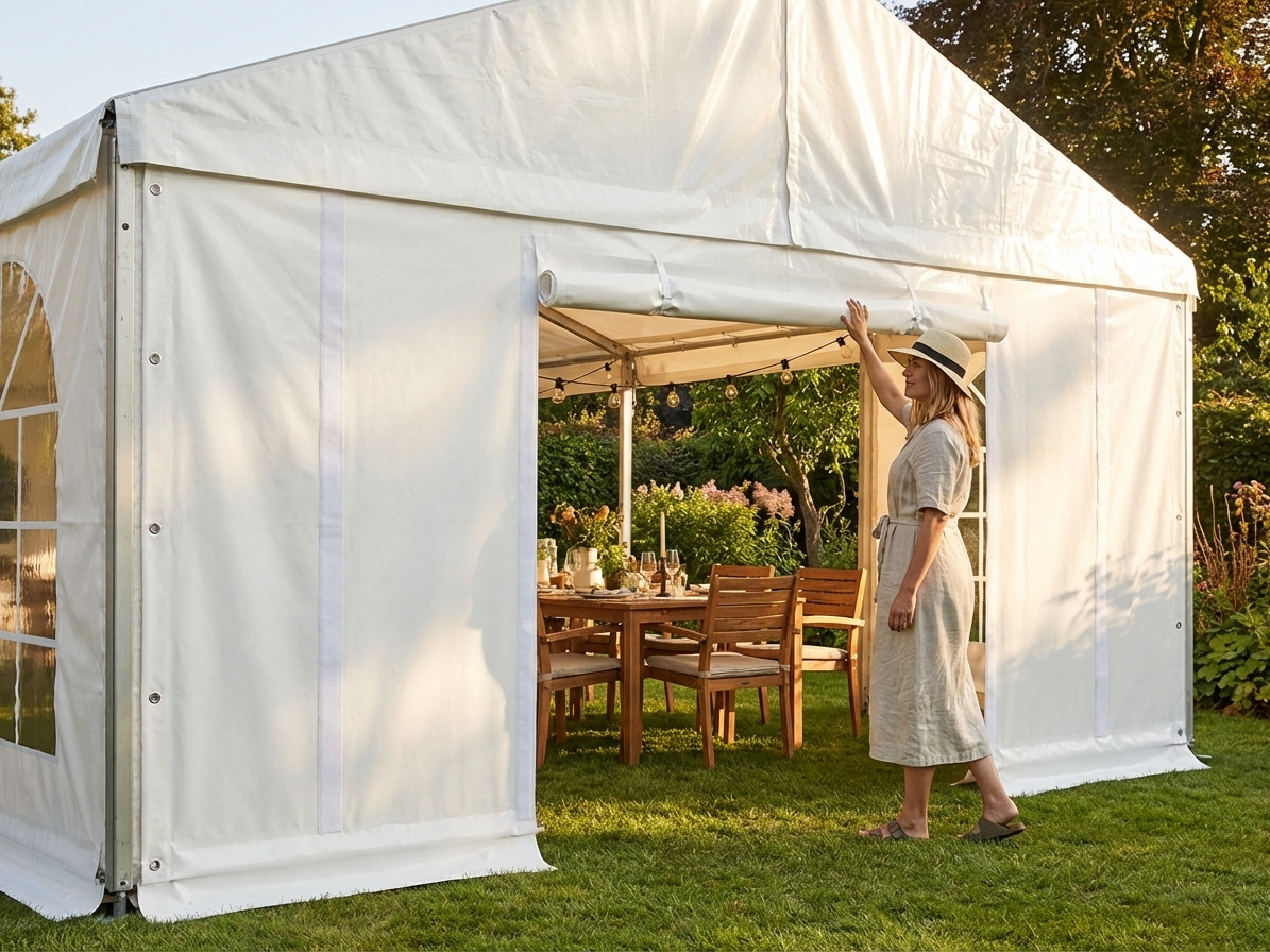Endwall PLUS 5m white polyethylene tarpaulin for outdoor use