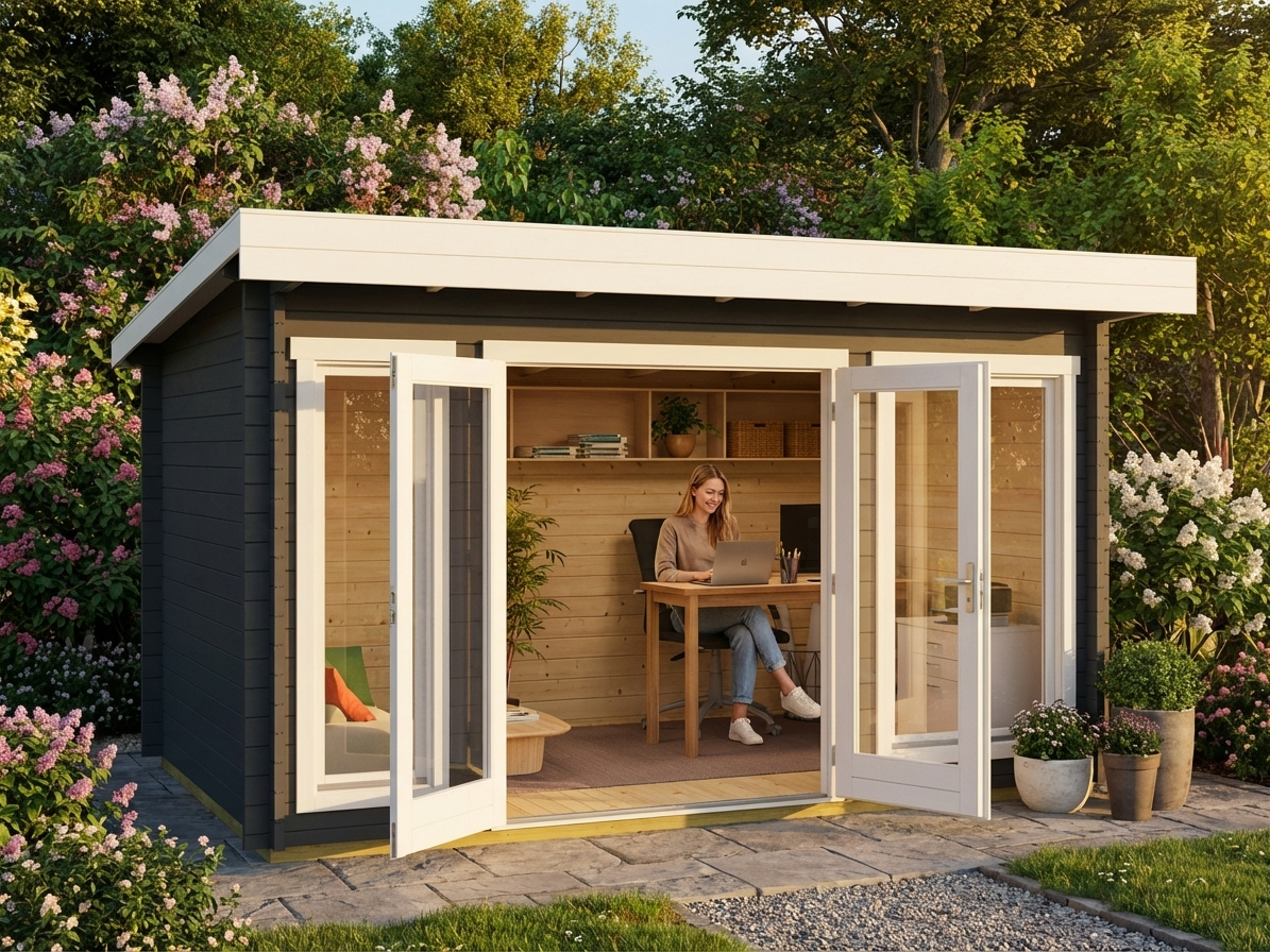 Wooden Cabin in Dark Grey made from Nordic Spruce - view 3