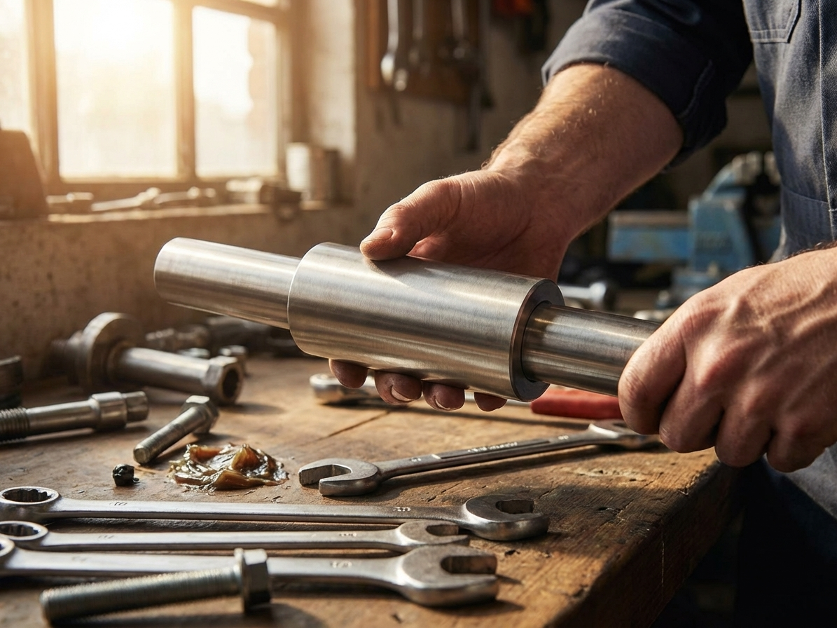 Steel sleeve in silver, ideal for industrial use - product detail