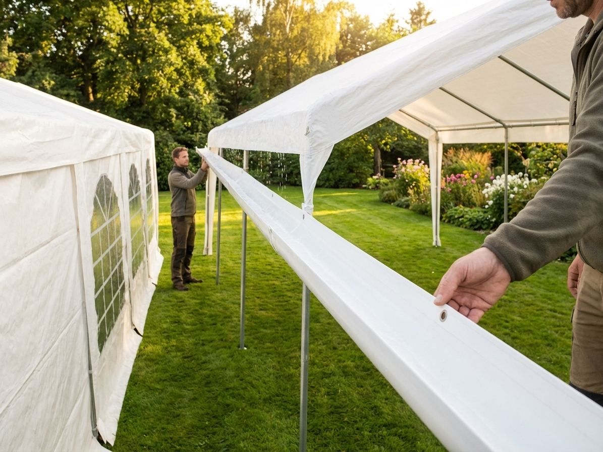 White PVC raingutter for marquees, 14 metres long - view 3