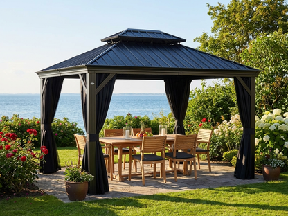 Black Gazebo 3x4.25m with Aluminium and Steel Frame