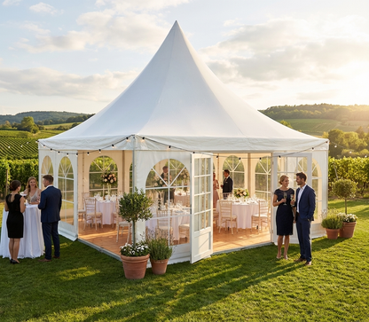 6x6 m White Pagoda Tent PRO with Heavy PVC for events