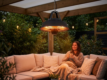 Hanging Carbon Patio Heater in 1500W Black Steel for Outdoor Heating - view 3