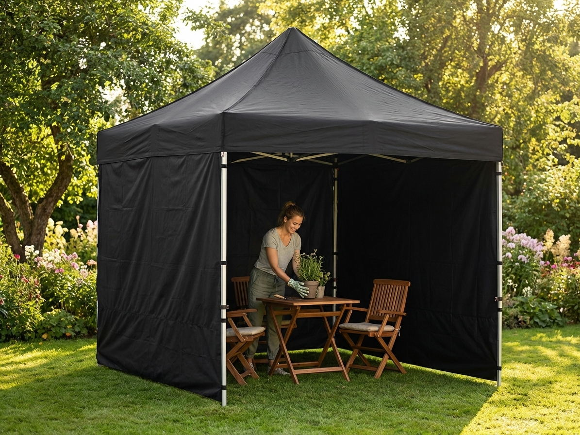 Pop up gazebo 2x2 m black, steel frame, for outdoor events - view 3