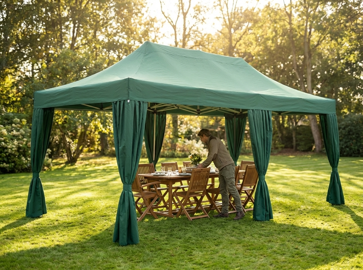Green pop up gazebo with aluminium frame for outdoor events - view 3