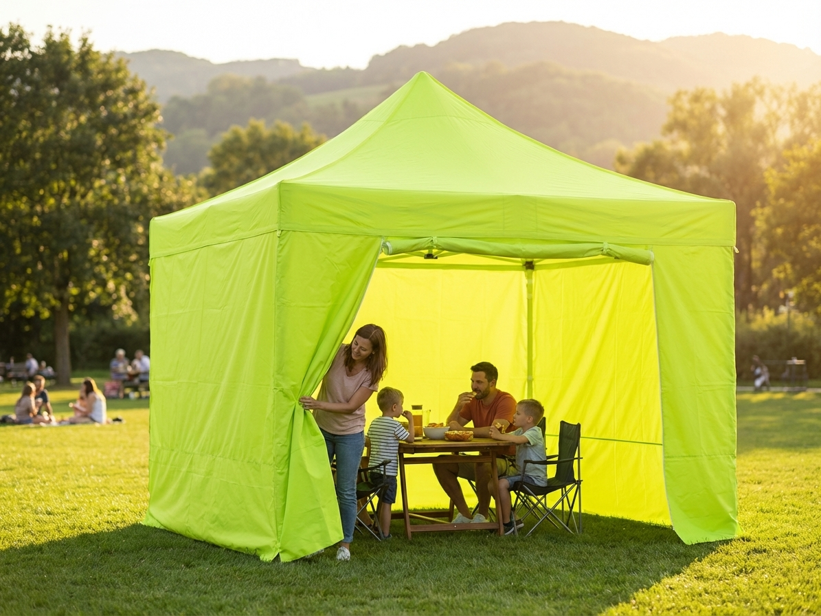 Neon yellow/green pop up gazebo with aluminium frame - view 3