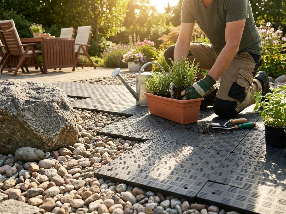 Anthracite Recycled PE Flooring for Indoor and Outdoor Use - view 3