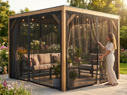 Black mesh curtain for Gazebo Osiris 3x4 m