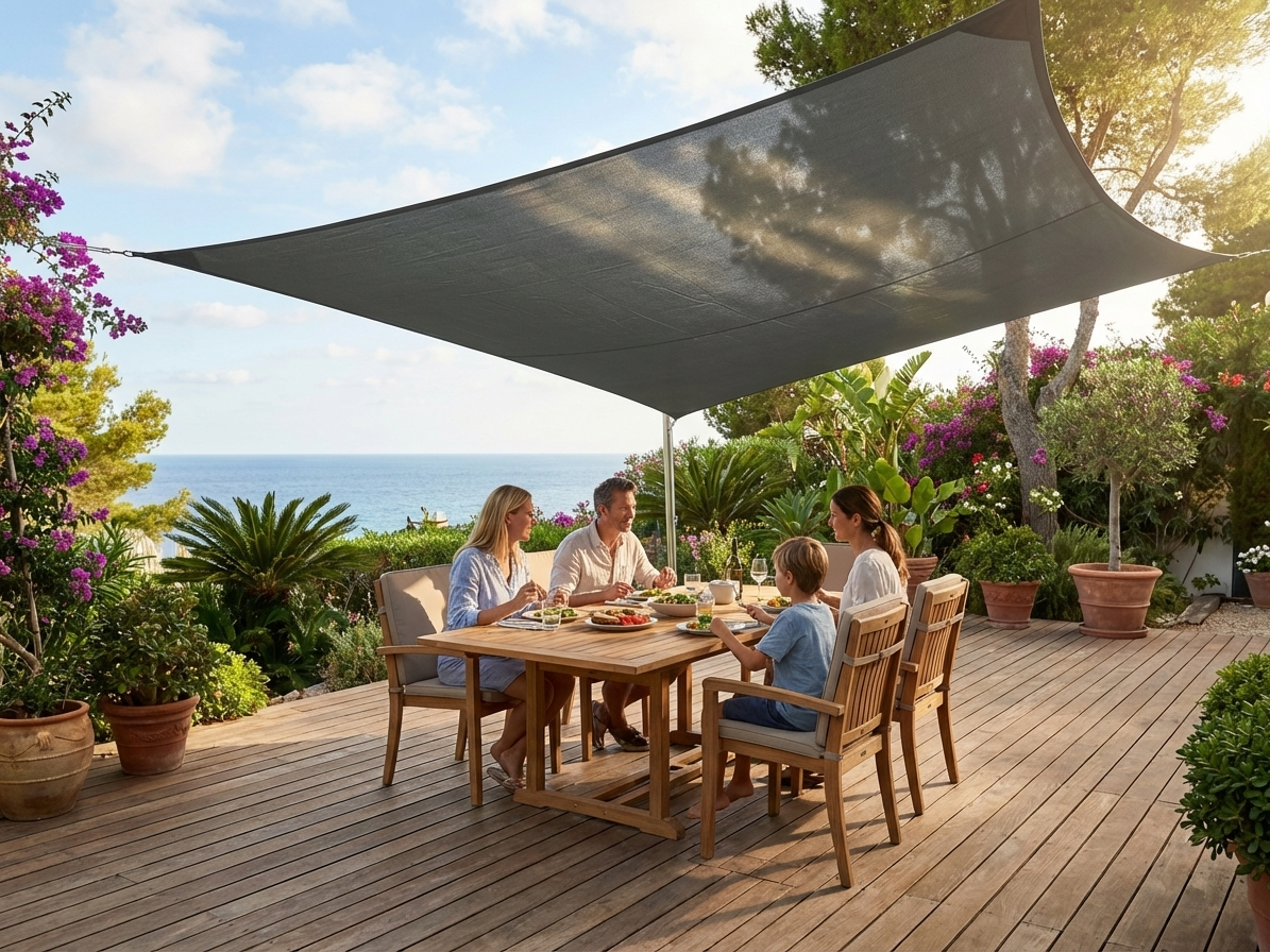 Sun shade sail 5x5m anthracite outdoor use - view 3