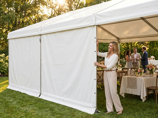 White marquee sidewalls for outdoor events - product detail