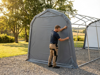 Grey PVC Endwall for Portable Garage - view 3