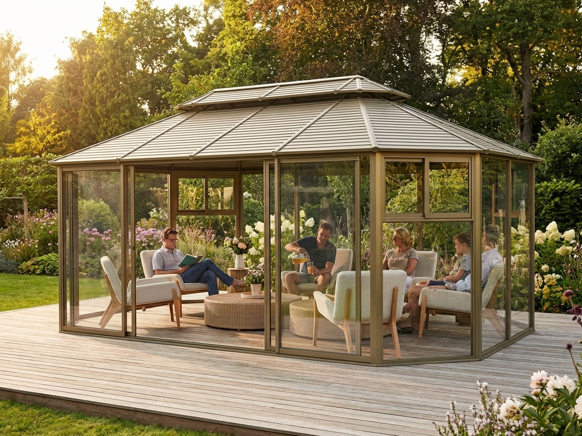 Octagonal Gazebo with Aluminium Frame and Steel Roof - view 3