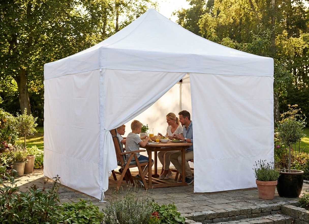 White pop-up gazebo sidewall kit 4x4m for outdoor use