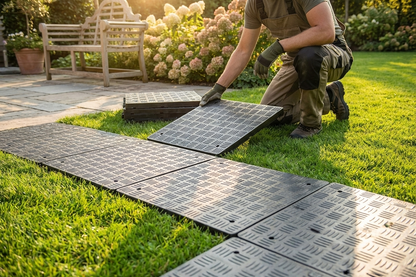 Anthracite recycled PE flooring tiles for indoor and outdoor use - product detail