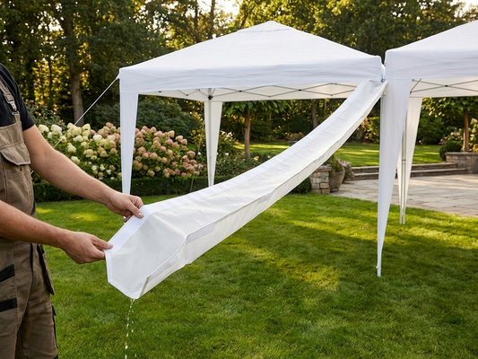 White raingutter for FleXtents, 4 meters long, waterproof