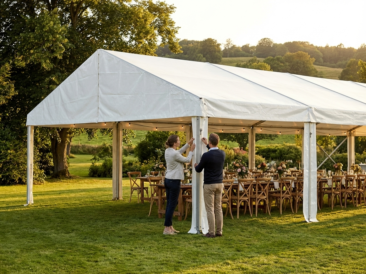 PVC roof cover for 6x12m marquee, white, fire-retardant