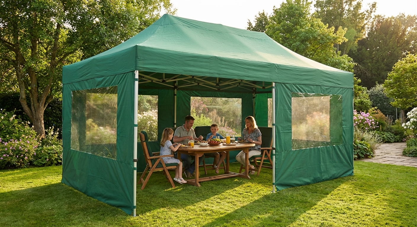 Pop Up Gazebo 4x6 m Green with Aluminium Frame - product detail