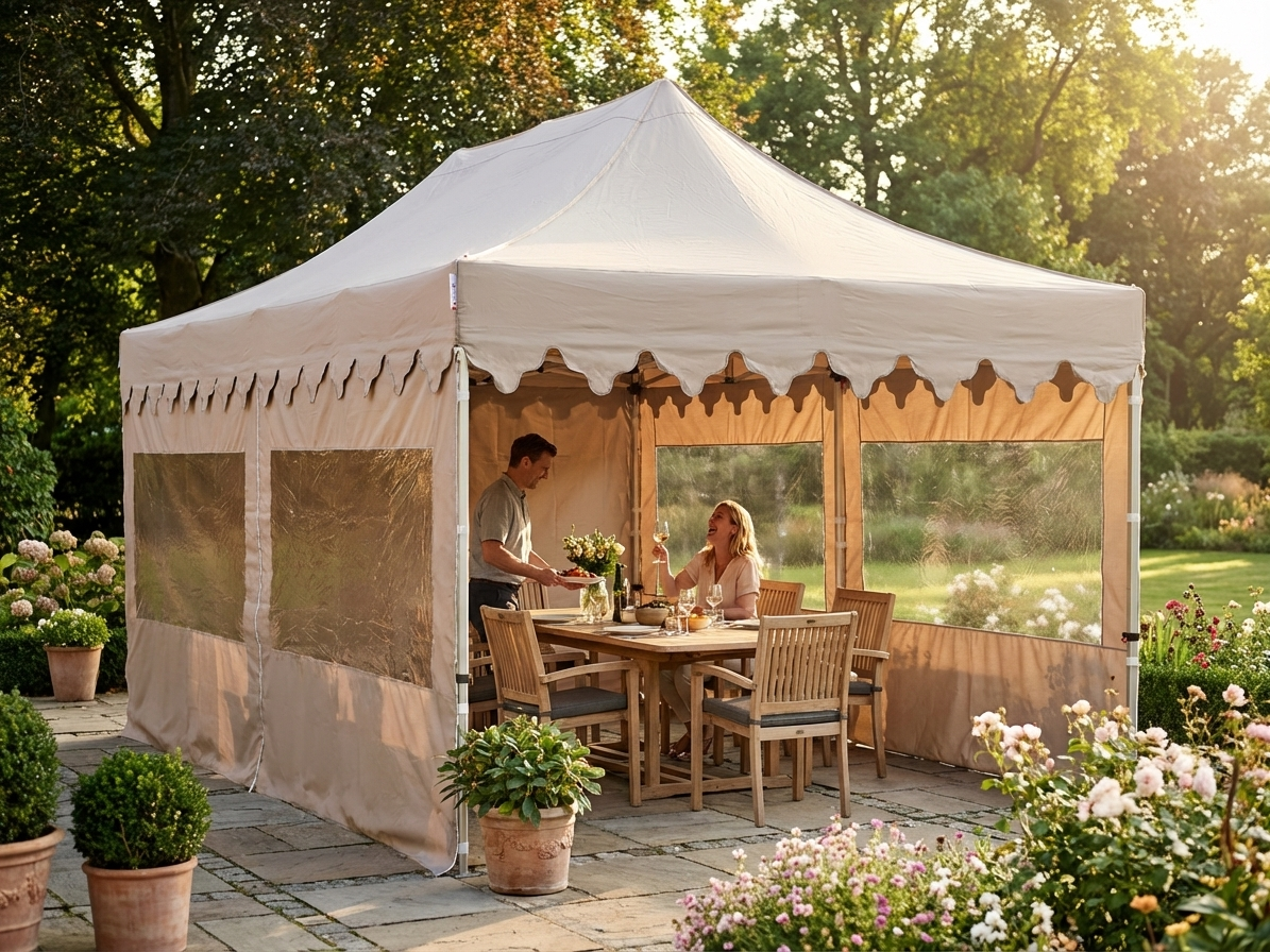 Pop up gazebo 3x6m in latte with steel frame for outdoor events - product detail