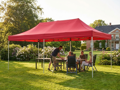 Red pop-up gazebo 4x8m with steel frame for outdoor events - view 3