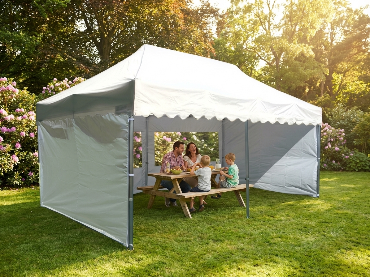 Pop-up gazebo 3x6m white with steel frame