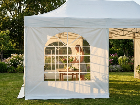 White PVC marquee sidewall, 2.3x2.3m, for event shelters - product detail