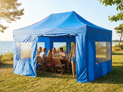 Blue pop-up gazebo with aluminium frame for outdoor events - view 3
