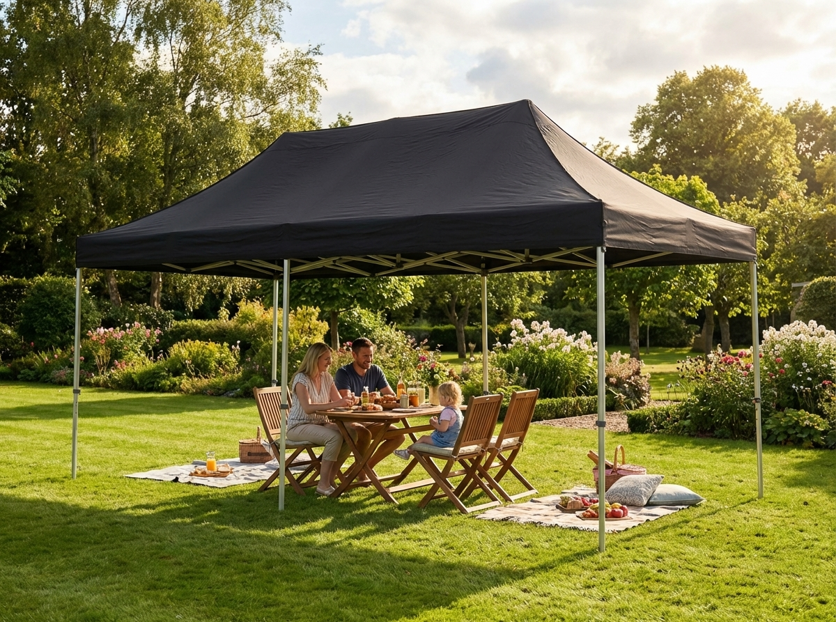 Black pop-up gazebo with steel frame for outdoor events - view 3