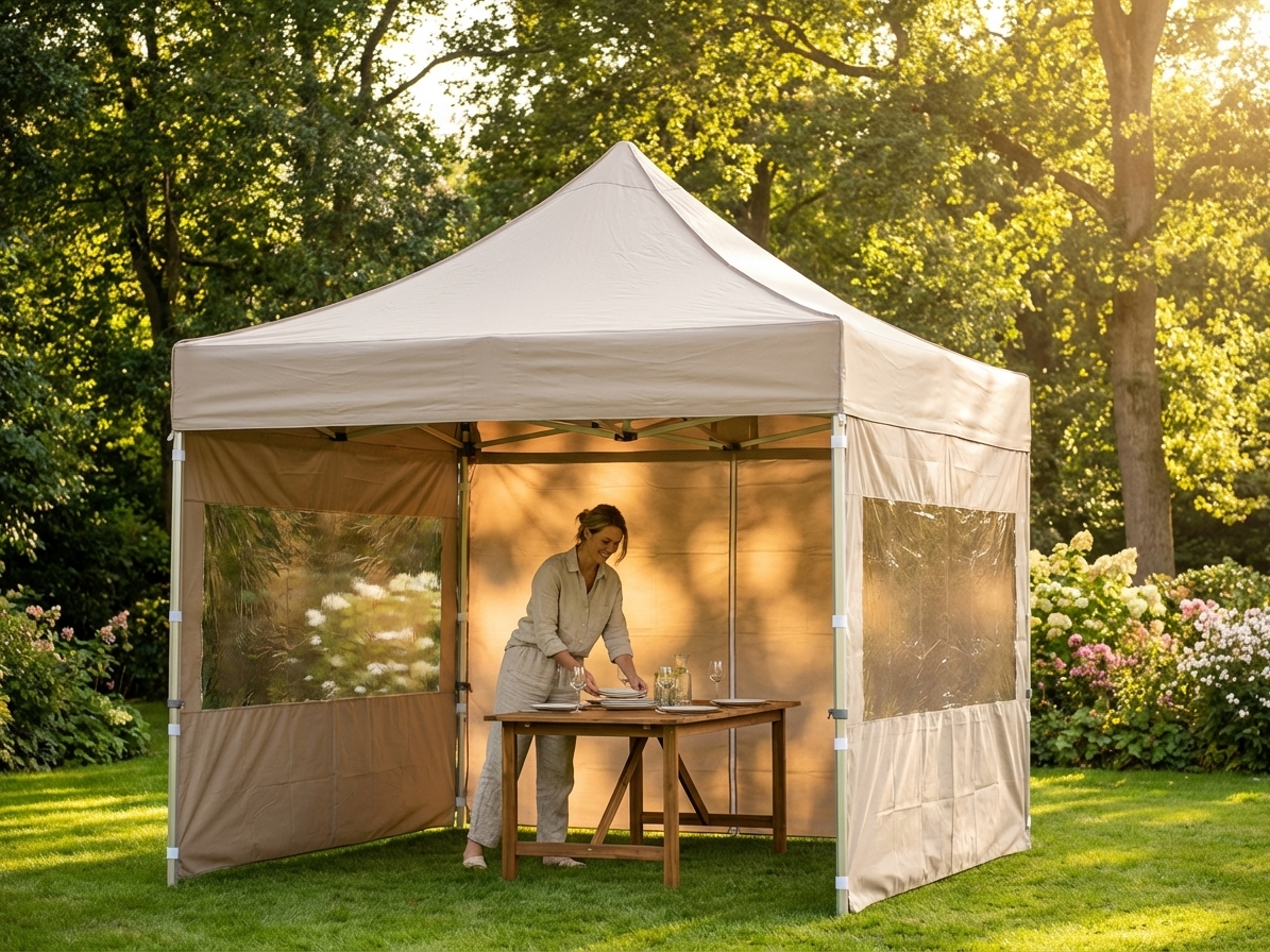 Pop up gazebo 4x4m Latte with aluminium frame for outdoor use - view 3