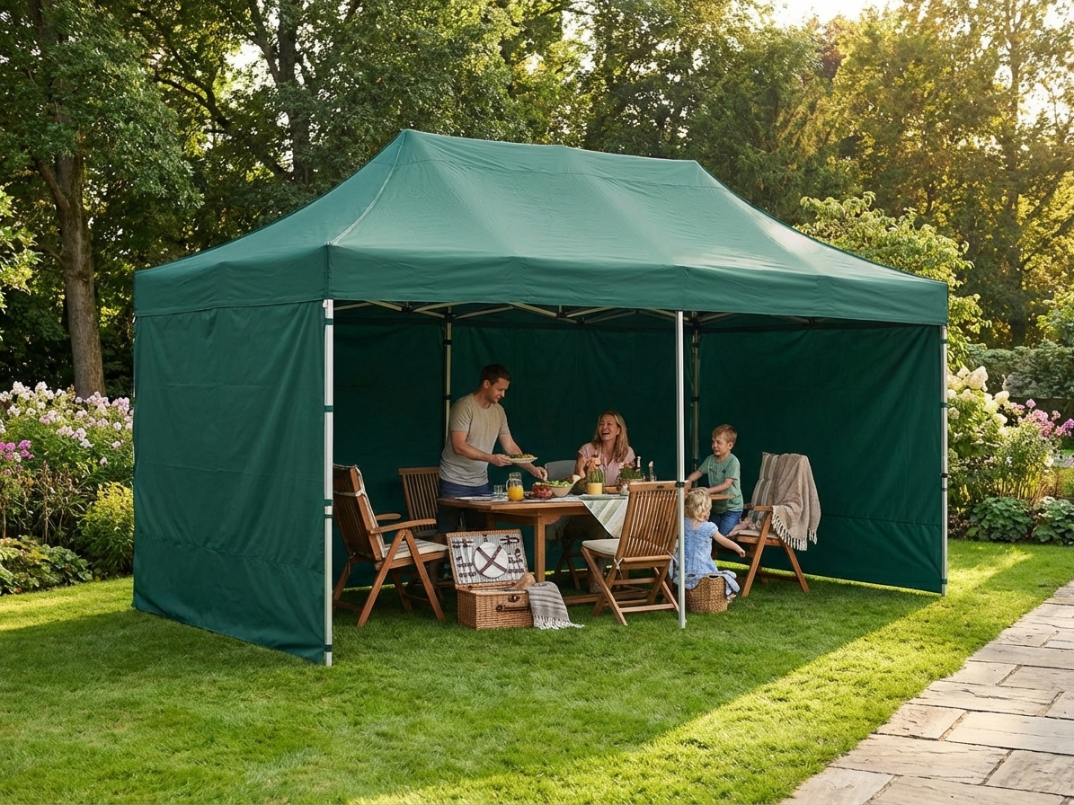 Pop up gazebo in green with aluminium frame for outdoor events