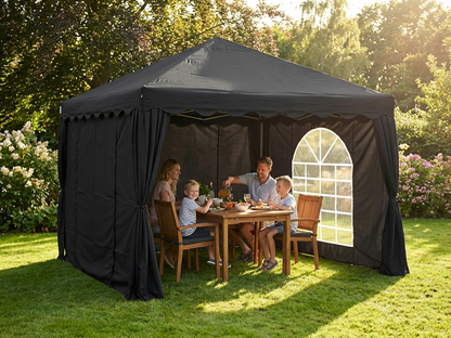 Black 3x3 m marquee for outdoor events - product detail