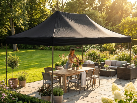Black gazebo roof cover 3x4.5m for outdoor events