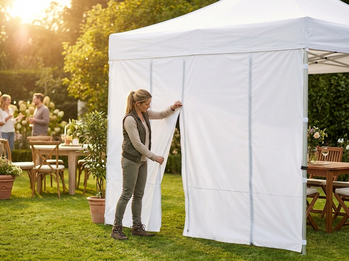 4m white sidewall with zippers for event tents - view 3